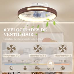 TEKROA® Plafondventilator met LED Verlichting - 40W Stille DC Motor - 6 Snelheden & 3 Kleuren - Afstandsbediening - Timer - Teakhout Look — thumbnail 5