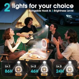 Camping ventilator met LED lamp, oplaadbare USB tafelventilator 20000mAh stil en draagbaar voor tent, reizen en buitengebruik — thumbnail 2