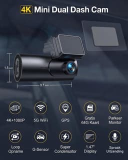 Lìon® Draadloze Dashcam - Dashcam met CarPlay - Draadloos CarPlay Scherm - Zwart - 3cm x 5cm x 10cm — thumbnail 2