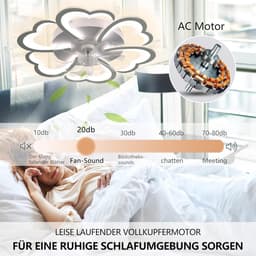 Plafondventilator met Lamp - Verlichte Ventilator - Kamers Koelen Verlichten - Stille Motor APP Bediening - 68 cm Diameter - Wit — thumbnail 3
