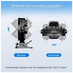 GELLDG 8 Inch Tafelventilator - Clip Ventilator met 360° Rotatie - 3 Snelheden - Geschikt voor Kantoor, Thuis en Reizen - Kunststof - Compact en Verstelbaar — thumbnail 4