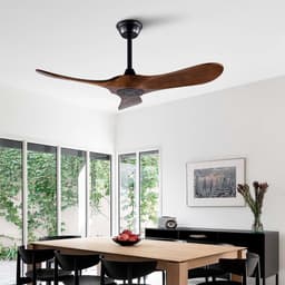 HAUSS SPOLE Plafondventilator – Stille DC-Motor Met Geheugenfunctie – 106,68 cm – Metaal En Hout – Zwart En Donker Walnoot – Voor Woonkamer En Terras — thumbnail 1