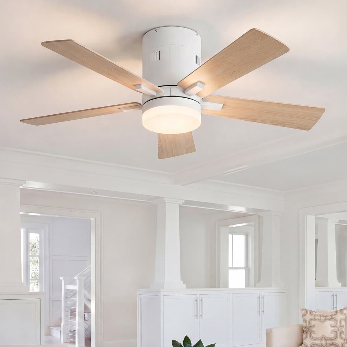 Plafondventilator met Lamp Hout – Stille Ventilator met 6 Snelheden & Afstandsbediening — afbeelding 1