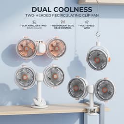 Tafelventilator met Telefoonhouder - USB-C Oplaadbaar - Extreem lange batterijduur - 5 Standen - Opvouwbaar en Draadloos - Staande Mini Ventilator - Fan - Verkoeling - WK Voetbal Kijken Accessoire - Kleine Aircooler - Mobiele Airco - Wit — thumbnail 2