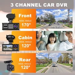 Dashcam voor auto - Zwart - 10,5 x 4,2 cm - 3 Camera's met Nachtzicht en G-sensor - Voor Veilig Rijden — thumbnail 3