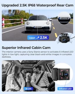 Dashcam voor auto - Zwart - 3,19 inch IPS-scherm - 4K+1080P+2.5K Resolutie - Met WiFi, GPS en Nachtzicht — thumbnail 4