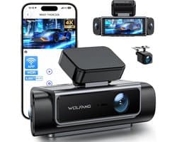 Dashcam voor auto - Zwart - 3,39 inch IPS scherm - 4-kanaals met nachtzicht en app-bediening - Voor personenauto's