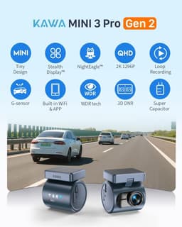 Dashcam voor auto - Zwart - Mini formaat - Met WiFi, Spraakbesturing en G-sensor - Voor Veilig Rijden — thumbnail 2