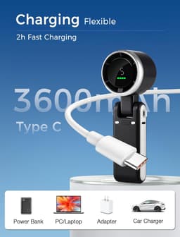 Mini draagbare ventilator (12 uur), kleine zak-/bureau-/nekventilator met 5 krachtige snelheden en borstelloze motor, oplaadbare ventilator van 3600 mAh voor kamperen, sporten en reizen - Sterrengrijs — thumbnail 2