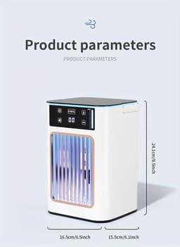 Airconditioner - Koeler - Mini 3-in-1 draagbare airconditioner - met watertank - Draagbare USB-oplaadbare koeler (900 ml) - Geschikt voor kantoor, terras of camping — thumbnail 4