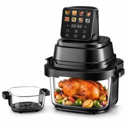 Just Perfecto Draagbare Glazen Airfryer – Totale Capaciteit 5,5 L, 1,5 L + 4 L Transparante Glazen Mandjes, Olievrije Heteluchtfriteuse — thumbnail 1