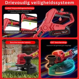ApexArte® Grasmaaier Elektrisch - Grastrimmers met Accu - Rood — thumbnail 5