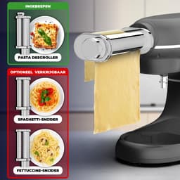 SnelShoppen - Keukenmachine met Pastamachine - 2000W Keukenrobot - Pasta Sheet Roller - 6,2L Mengkom - Antraciet - Ideaal voor Thuis, Feesten en Koken — thumbnail 3