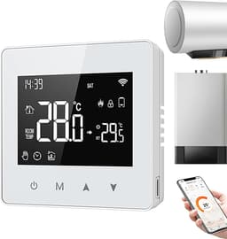 Intelligente Thermostaat - Programmeerbaar Klimaat - Energie Besparen - App Bediening - 8.6 x 8.6 cm - Wit — thumbnail 1