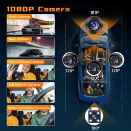 Dashcam 5-kanaals - 64 GB kaart - 3 inch scherm - 360° afdekking voor veiligheid - ShopVlot — thumbnail 5