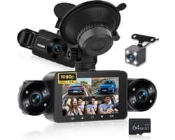 Dashcam - 3 Inch IPS Touchscreen - Full HD 1080p Opnames - 8 IR Nachtzichtlampen - Voor Auto's