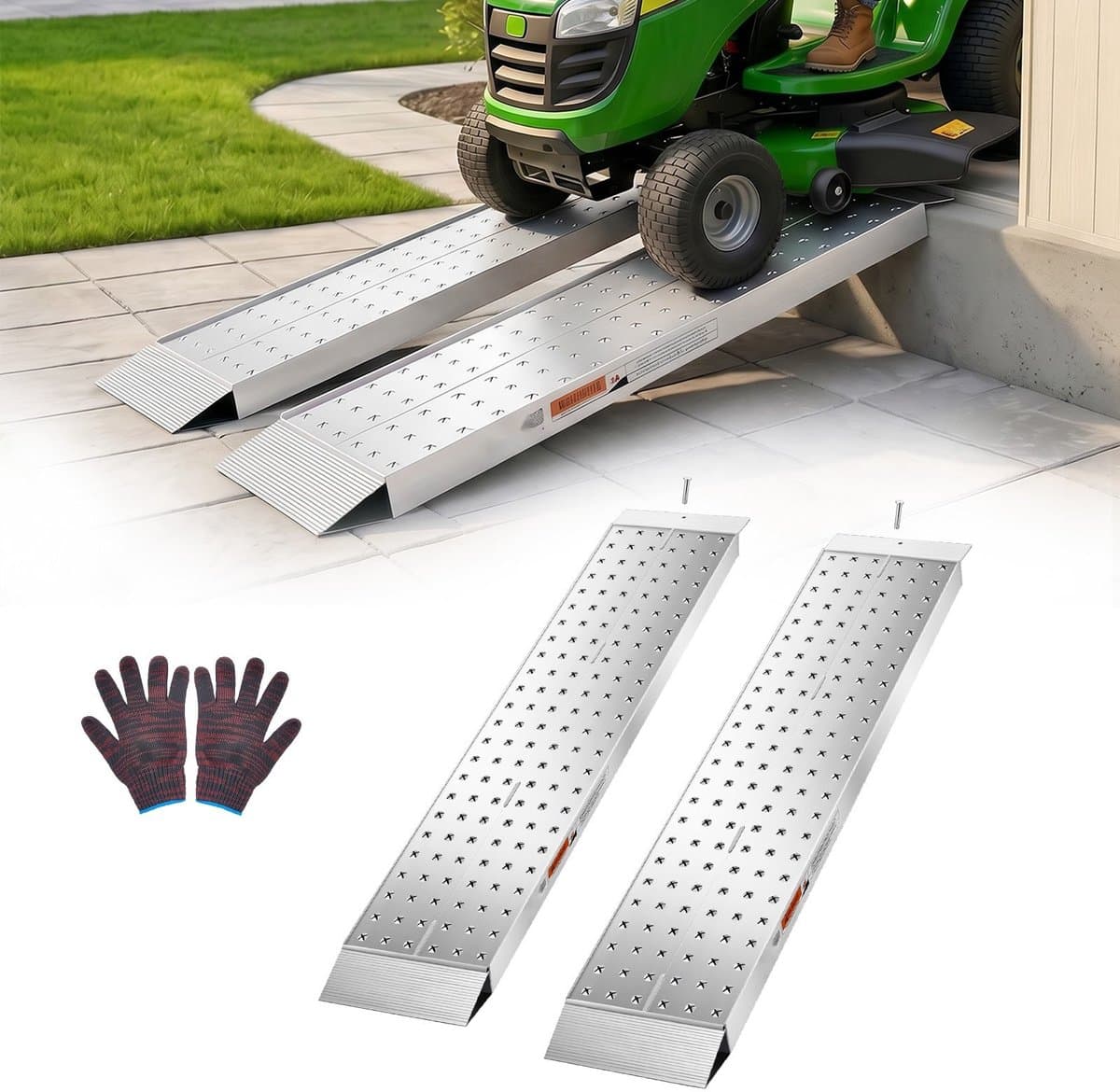 Laadrampen - Set van 2 Oprijrampen - Aluminium - 140 x 30 cm - Antislip Oppervlak - Totaal 1360 kg Draagvermogen - Voor Motor, Grasmaaier, Tractor, Aanhanger — afbeelding 1