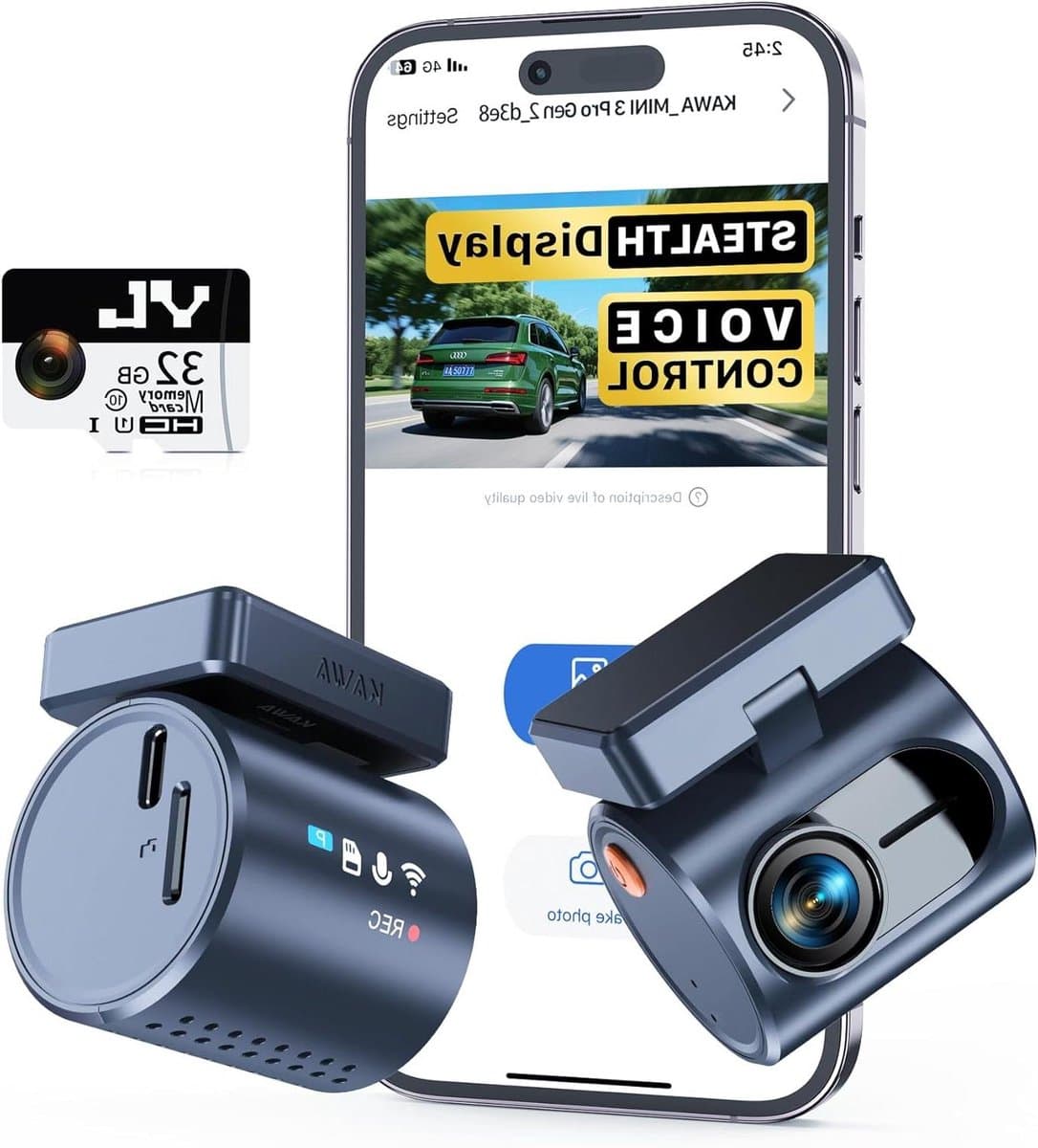 Auto Camera - Dashcam Voorruit - Veilig Rijden - Met Spraakbesturing - 2K QHD Resolutie - Zwart — afbeelding 1