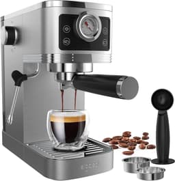 Espresso Machine - Koffiezetapparaat Cappuccino - Thuis Barista Kwaliteit - 20 Bar Italiaanse Pomp - 13 Liter - Zilver Zwart — thumbnail 1