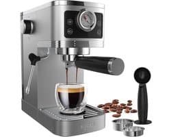 Espresso Machine - Koffiezetapparaat Cappuccino - Thuis Barista Kwaliteit - 20 Bar Italiaanse Pomp - 13 Liter - Zilver Zwart