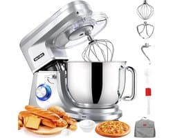 Keukenmachine - Mixer Deegmaker - Bakken en Mixen - Krachtige 1800W Motor - 7.2 Liter Kom - Zilver