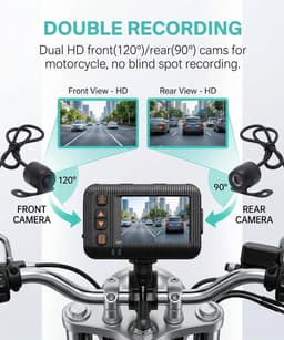 Motor Dashcam - Dubbele Lens Camera - Veilig Rijden - IP67 Waterdicht - 2 Inch Scherm - Zwart — thumbnail 4
