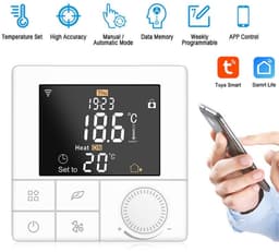 Slimme Thermostaat - Temperatuurregelaar - Vloerverwarming - Programmeerbaar - 86x86mm - Wit — thumbnail 3