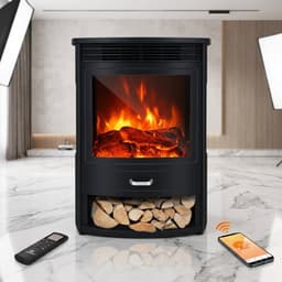 Luxe Elektrische Sfeerhaard met WiFi - Zwart - WiFi App, Afstandsbediening, LED Vlameffect, - Medahomestore — thumbnail 1