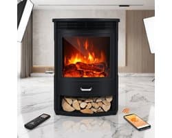 Luxe Elektrische Sfeerhaard met WiFi - Zwart - WiFi App, Afstandsbediening, LED Vlameffect, - Medahomestore