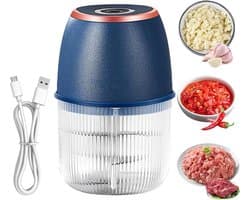 Elektrische Keukenmachine - Mini Hakmolen - Snel Ingrediënten Snijden - Draadloos Via USB - 350 ml Inhoud - Wit
