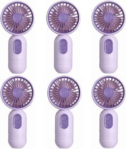 Mini draagbare ventilatoren (6 stuks), schattige, lichtgewicht handventilatoren op batterijen, 3 windsnelheden, USB oplaadbaar, wimpervormige ventilatoren, unisex, geschikt voor kantoor, buiten, reizen en kamperen - paars. — thumbnail 1