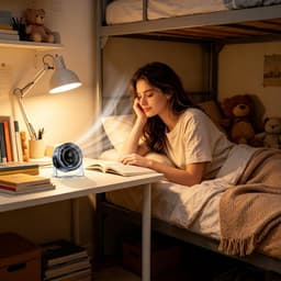 Breedhoek verstelbare bureauventilator - 14,7 × 7,3 × 16,2 cm - Oplaadbaar - 100 snelheidsstanden – Geschikt voor studenten, studeerkamers, slaapkamers, huizen, dutjes, desktopcomputers, enz. - Grijs — thumbnail 2