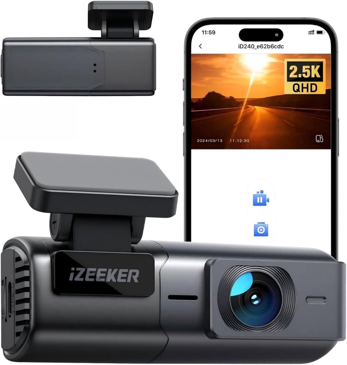 Dashcam - Compact Zwart - 1440P QHD Resolutie - G-Sensor en Loopopname - Voor Auto's — afbeelding 1