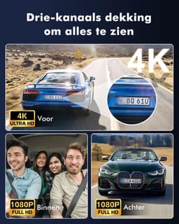 Dashcam - 4K UHD - 3-Kanaals Opname - Nachtzicht - Voor Auto's — thumbnail 2