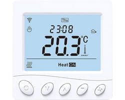 Intelligente Thermostaat - Wifi Thermostaat - Energie Besparen - Programmeerbaar Display - 3.2 Inch - Zwart