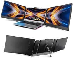 KAD® Portable Monitor - 14 inch Drievoudig Scherm - Full HD Portable Display voor MacBook & Windows - Zwart - 35cm x 21cm x 4cm