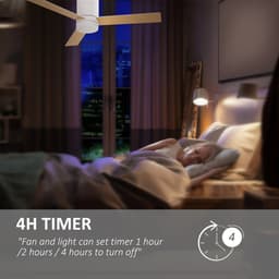 NordHaus Plafondventilator met Geïntegreerde LED-verlichting 112 cm – Afstandsbediening – 3 Snelheden – Timerfunctie – Wit/Natuurhout — thumbnail 3