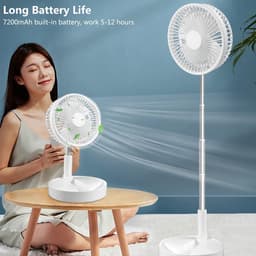 Telescopische ventilator – Oplaadbaar via USB – Opvouwbaar – Mini-ventilator – 7200 mAh – In hoogte verstelbaar (36–97,5 cm) – Telescopische vloerventilator – Staande ventilator — thumbnail 4