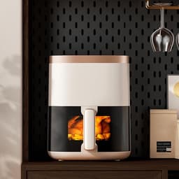 Luchtfriteuse - Heteluchtfriteuse Airfryer - Gezond Koken - Visueel Venster - 6L - Wit — thumbnail 5