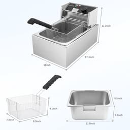 Elektrische Friteuse - Friteuse met mand - Thuis Frituren - Grote inhoud 6.3 liter - 1700 Watt - Roestvrij staal — thumbnail 4