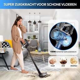 AG Steelstofzuiger Draadloos – Midnight Blue – Stofzuiger Zonder Zak – Krachtige Zuigkracht – Geschikt voor Dierenharen – Kruimeldief – HEPA-filter – 45 Min Accuduur – LED-Verlichting – Lichtgewicht — thumbnail 2