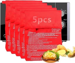 SnelShoppen - 5 Stuks Aardappel Magnetron Zak - Herbruikbare Magnetron Kooktas voor Aardappelen en Maïs - Geschikt voor Snelle Maaltijden Thuis en Op — thumbnail 1