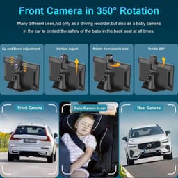 SnelShoppen - Draagbaar 9 Inch HD Touchscreen Auto Scherm met Dashcam, Draadloze Carplay & Android Auto, 4K Camera, Bluetooth, GPS, FM, 64G TF Card — thumbnail 4