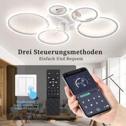 Roulana LED-plafondventilator met verlichting, 100 cm lamp met ventilator, 80 W, wit , inclusief afstandsbediening, 120V-240V. 6400 lumen — thumbnail 2
