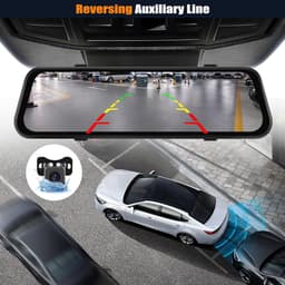 SnelShoppen - 9.66 Inch Dashcam Achteruitkijkspiegel met 3 Camera's, 1080P Full HD, Nachtzicht, G-Sensor, 64GB Geheugenkaart, WiFi App voor Auto's — thumbnail 4