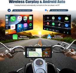 SnelShoppen - 8.1 Inch HD Motor Display IP68 Dashcam met Draadloze CarPlay/Android Spiegelfunctie, Bluetooth Universele Verticale Houder en Achtergron — thumbnail 5