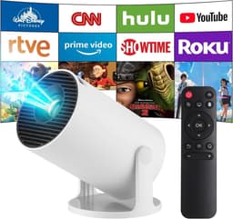 SnelShoppen - Miniprojector 4K Draagbare Projector met Android 14, WiFi 6, Bluetooth 5.4, 130'' Scherm, 180 Graden Rotatie, Automatische Keystone - Th — thumbnail 1