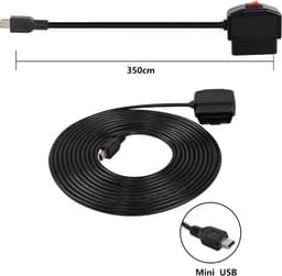 SnelShoppen - OBD2 Power Kabel voor Dashcam, Mini USB OBD2 Aansluiting Hardwired Oplader met Schakelaar - 3.5m 24 Uur Bewaking — thumbnail 2