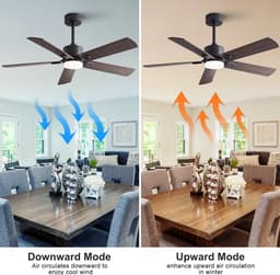 Plafondventilator 42 inch modern zwart met licht - Afstandsbediening - Stille en krachtige motor - Heldere LED - Dubbelzijdige bladen - Boerderijstijl — thumbnail 5