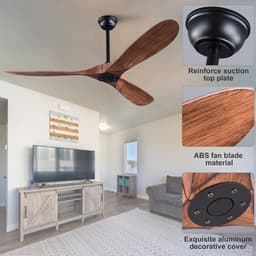 Plafondventilator 52 inch zonder licht - 6 snelheden - Omkeerbare stille DC-motor - Met afstandsbediening - Modern ontwerp - Geschikt voor binnen en buiten — thumbnail 3